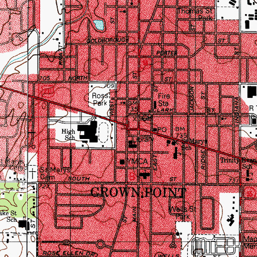 Topographic Map of Crown Point, IN