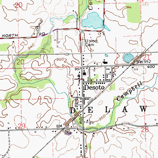 Topographic Map of Desoto, IN
