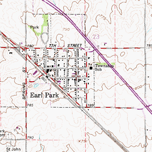 Topographic Map of Earl Park, IN