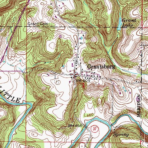 Topographic Map of Grantsburg, IN