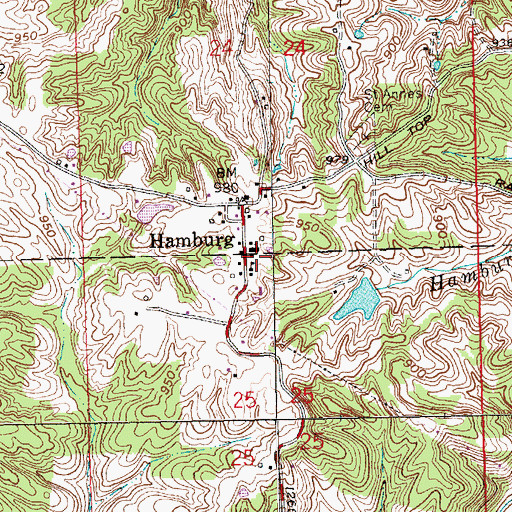 Topographic Map of Hamburg, IN