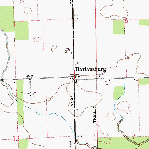 Topographic Map of Harlansburg, IN