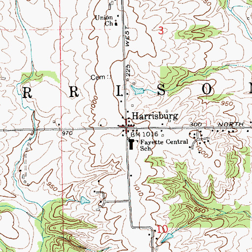 Topographic Map of Harrisburg, IN