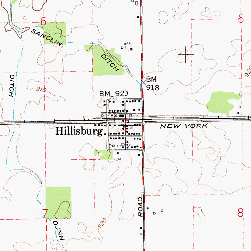 Topographic Map of Hillisburg, IN