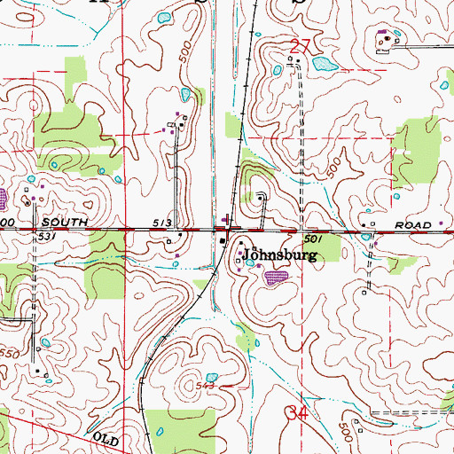 Topographic Map of Johnsburg, IN