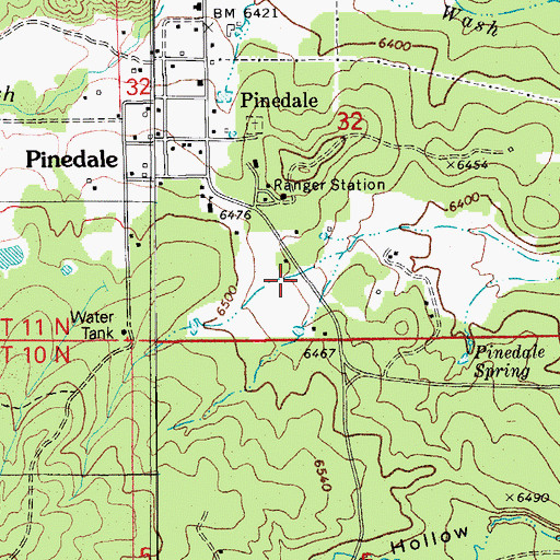 Topographic Map of Pinedale Post Office, AZ
