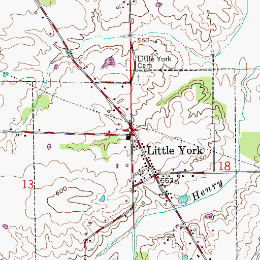 Topographic Map of Little York, IN