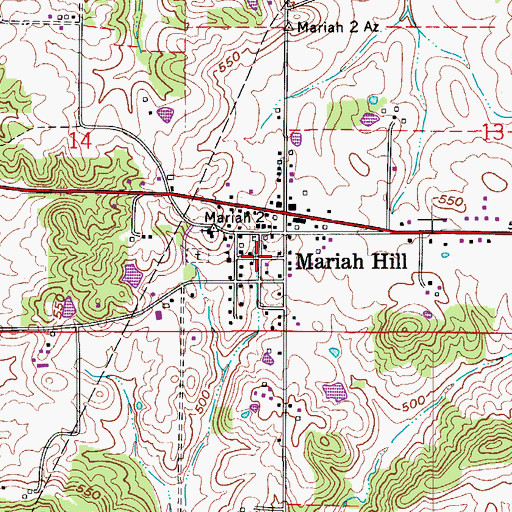 Topographic Map of Mariah Hill, IN