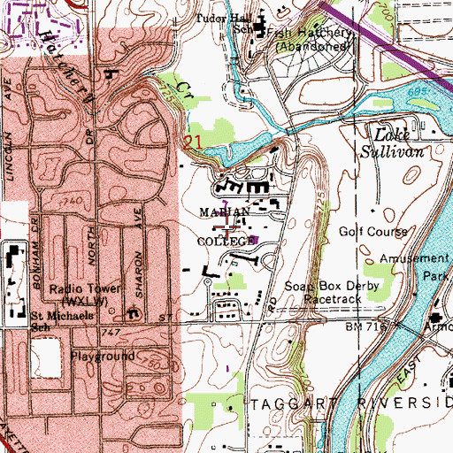 Topographic Map of Marian College, IN