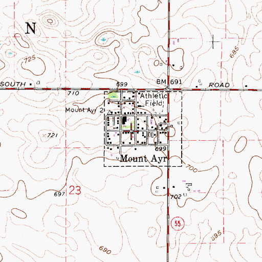 Topographic Map of Mount Ayr, IN
