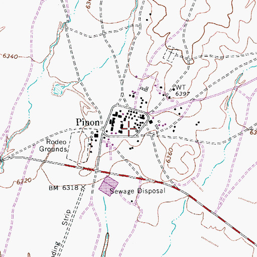 Topographic Map of Pinon Post Office, AZ