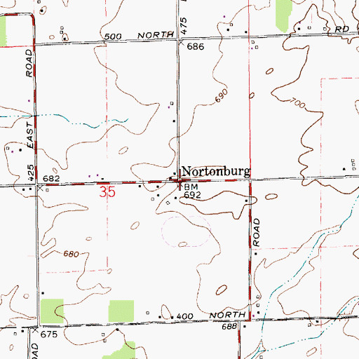 Topographic Map of Nortonburg, IN
