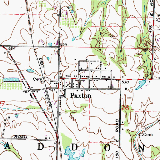 Topographic Map of Paxton, IN