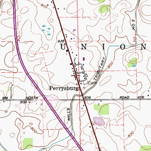 Topographic Map of Perrysburg, IN