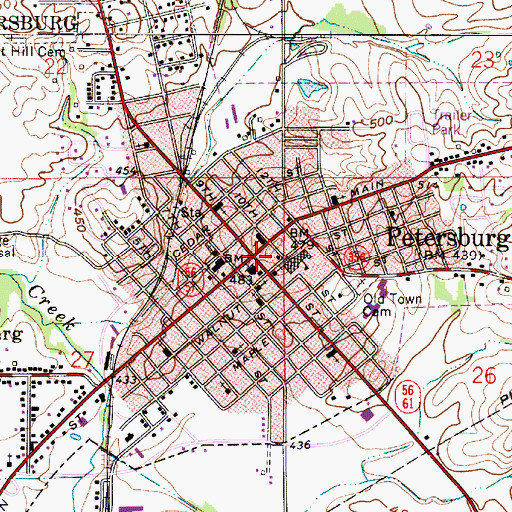 Topographic Map of Petersburg, IN