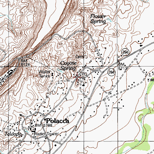 Topographic Map of Polacca Post Office, AZ