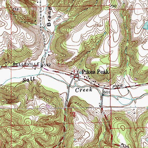 Topographic Map of Pikes Peak, IN