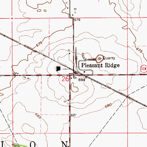 Topographic Map of Pleasant Ridge, IN