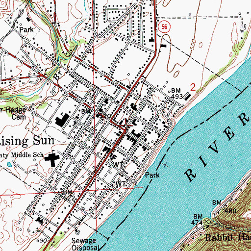Topographic Map of Rising Sun, IN