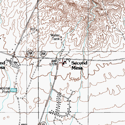 Topographic Map of Second Mesa Post Office, AZ