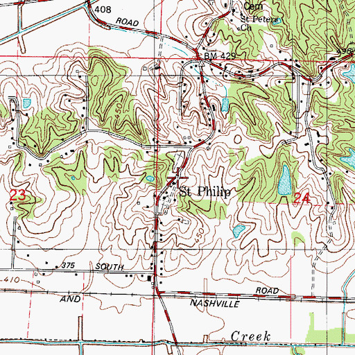 Topographic Map of Saint Philip, IN