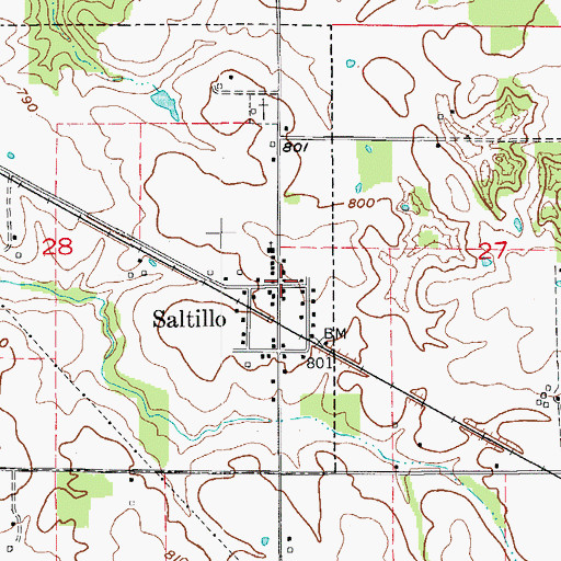 Topographic Map of Saltillo, IN