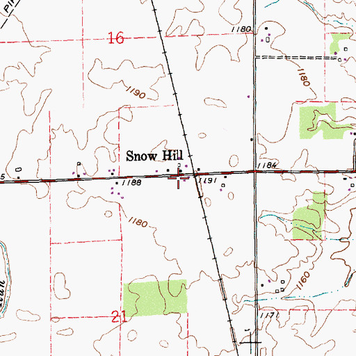 Topographic Map of Snow Hill, IN