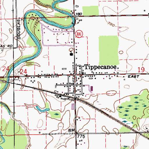 Topographic Map of Tippecanoe, IN