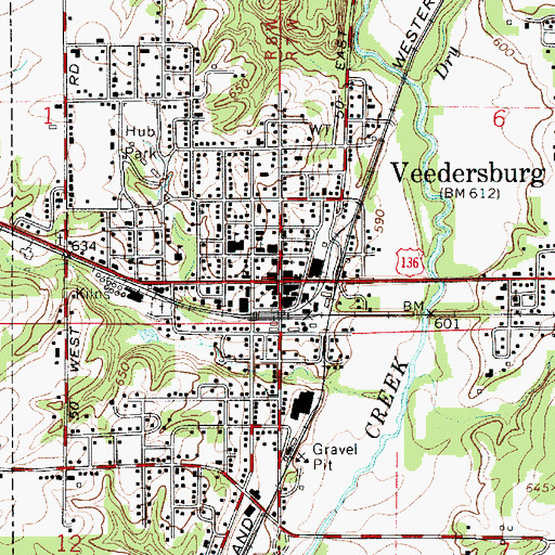 Topographic Map of Veedersburg, IN