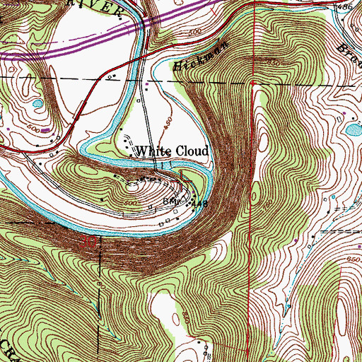 Topographic Map of White Cloud, IN