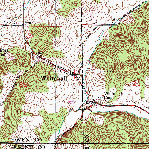 Topographic Map of Whitehall, IN