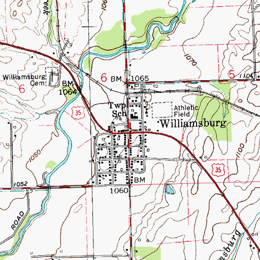Topographic Map of Williamsburg, IN