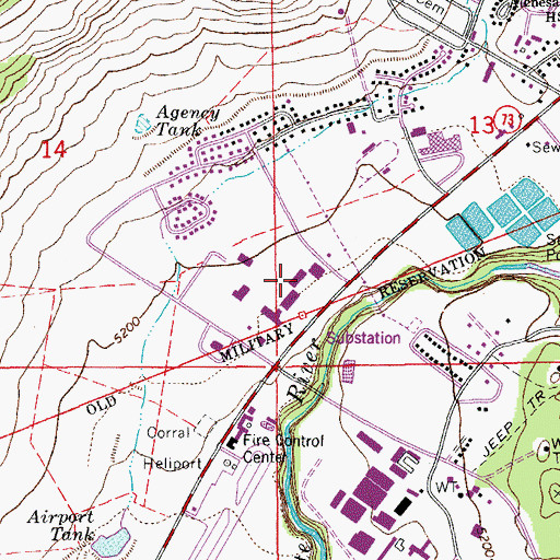 Topographic Map of Whiteriver Post Office, AZ