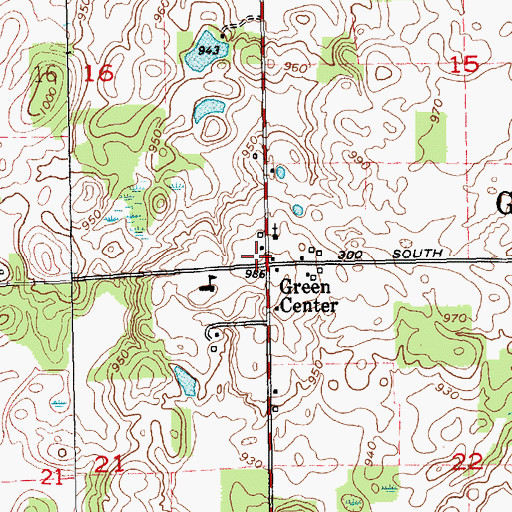 Topographic Map of Green Center, IN