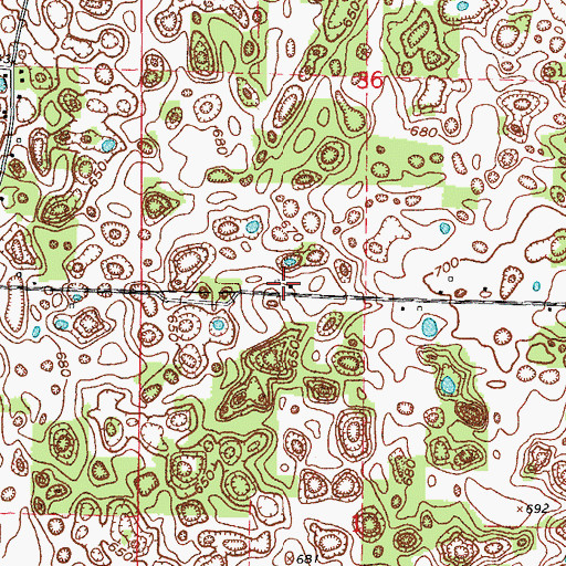 Topographic Map of Crisps Crossroads (historical), IN