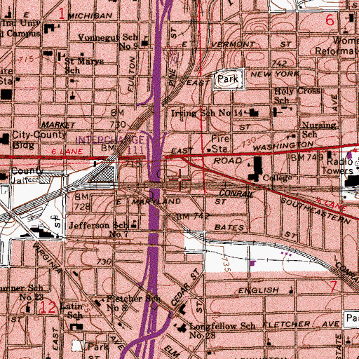 Topographic Map of North Western University (historical), IN