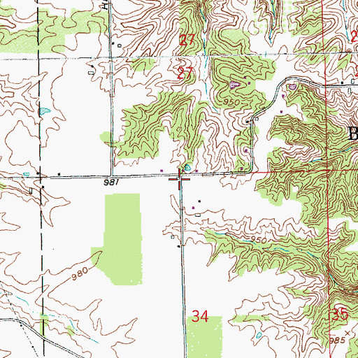Topographic Map of Peterson School (historical), IN