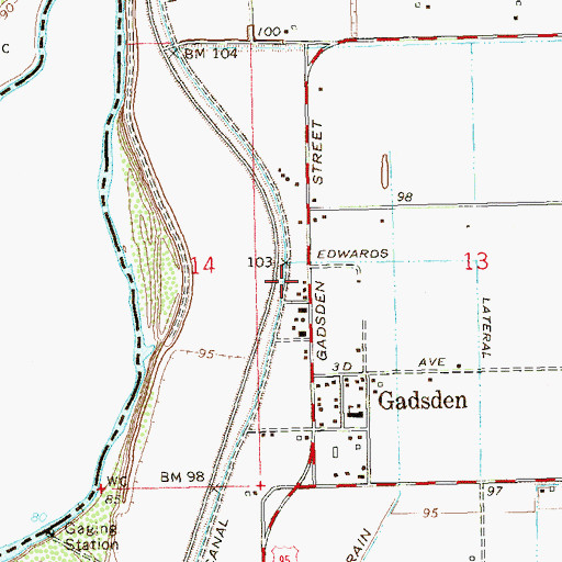 Topographic Map of Gadsden Post Office, AZ