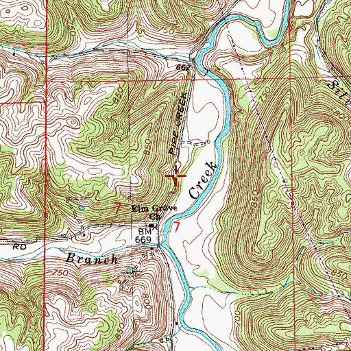 Topographic Map of Elm Grove School (historical), IN