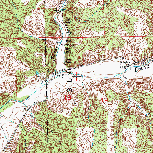 Topographic Map of Duck Creek School (historical), IN