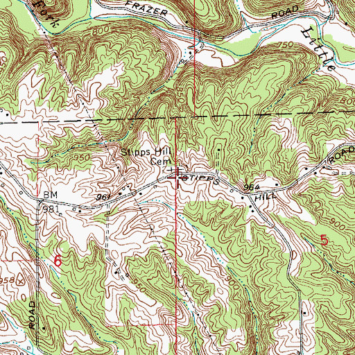 Topographic Map of Stips Hill Church (historical), IN