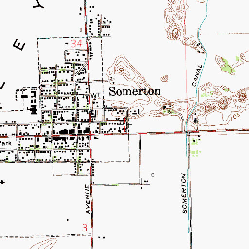 Topographic Map of Somerton Post Office, AZ
