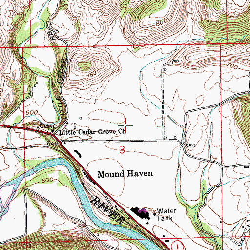 Topographic Map of Little Cedar Creek School (historical), IN