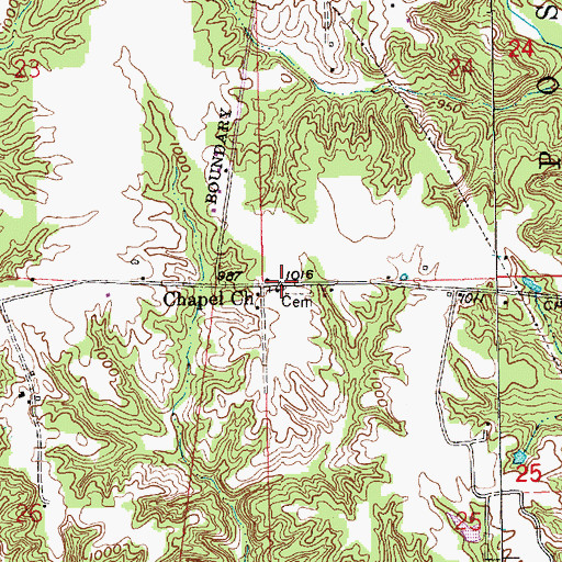 Topographic Map of Chapel Church, IN