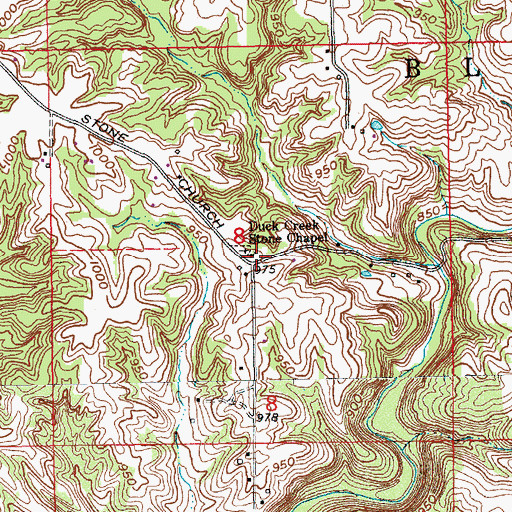 Topographic Map of Duck Creek Stone Chapel, IN
