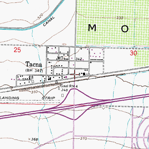 Topographic Map of Tacna Post Office, AZ