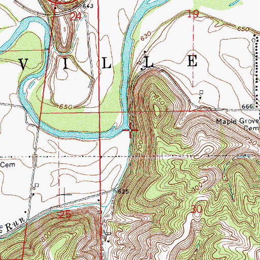 Topographic Map of McCartys Run, IN