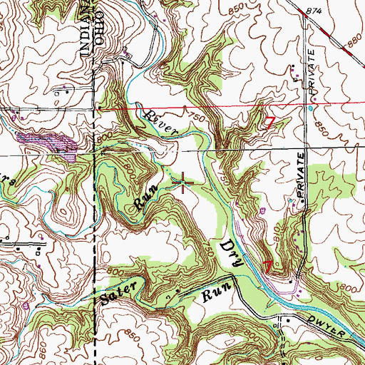 Topographic Map of Sours Run, IN