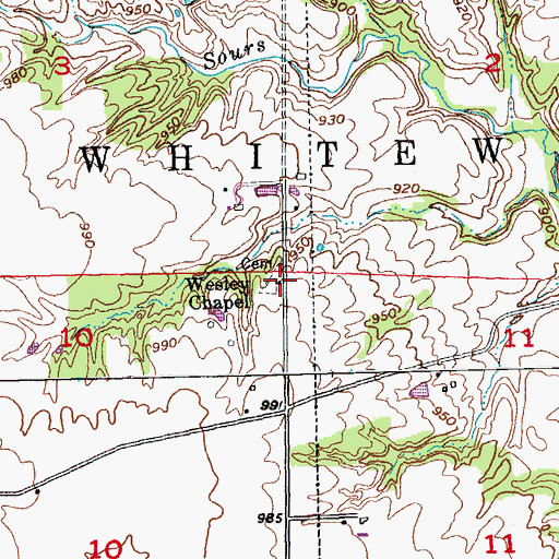 Topographic Map of Wesley Chapel, IN