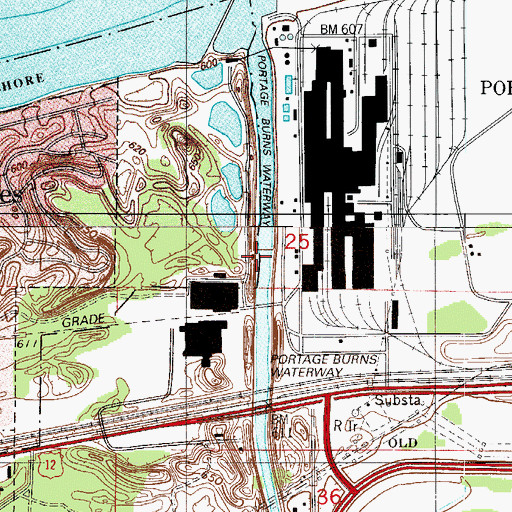 Topographic Map of Portage-Burns Waterway, IN